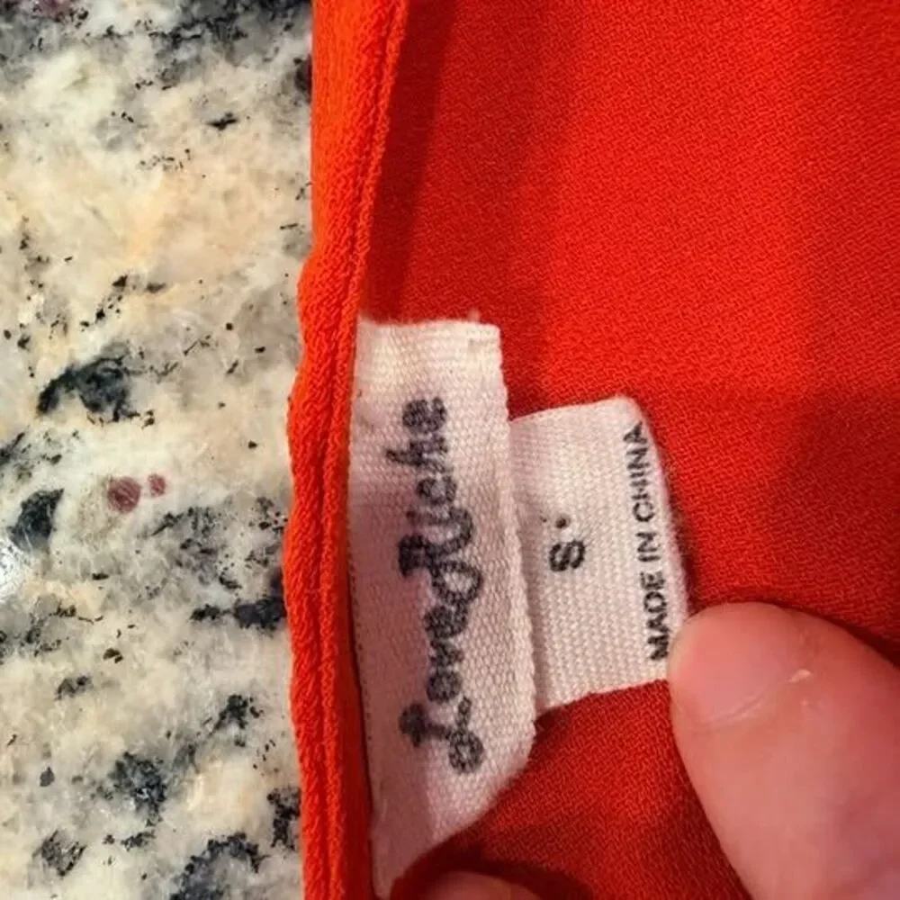 Orange Peplum Top Small Lattice Waist Cutout Flowy Tank - Picture 9 of 10